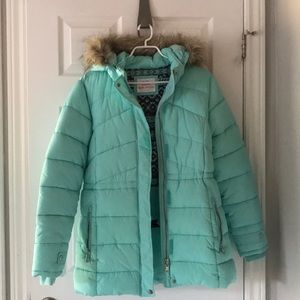 Girls New Justice Turq/Mint Winter Jacket Sz 16-18